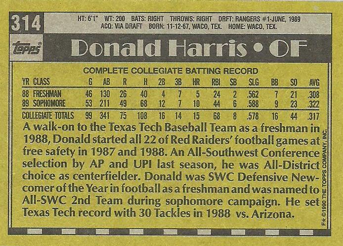 Donald Harris  baseball card collectible - Main Image 2