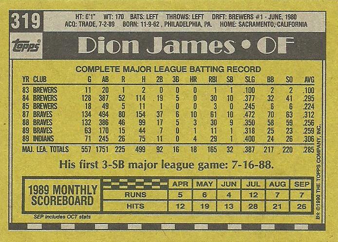 Dion James  baseball card collectible - Main Image 2