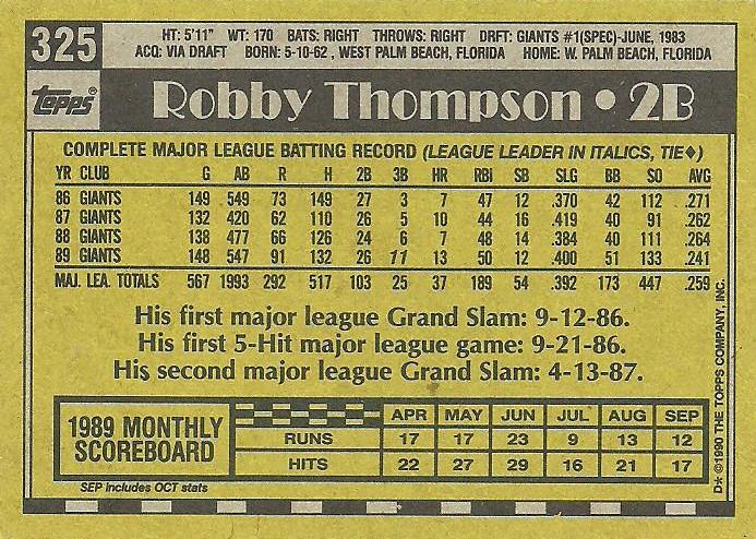 Robby Thompson  baseball card collectible - Main Image 2
