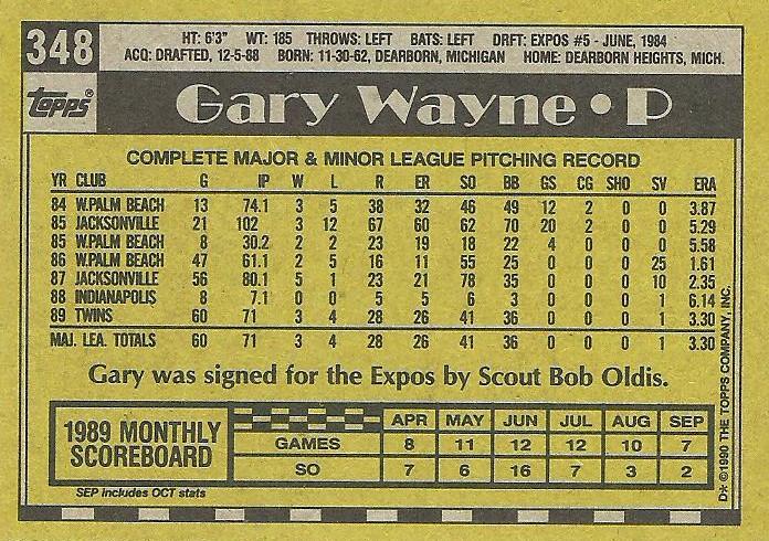 Gary Wayne  baseball card collectible - Main Image 2