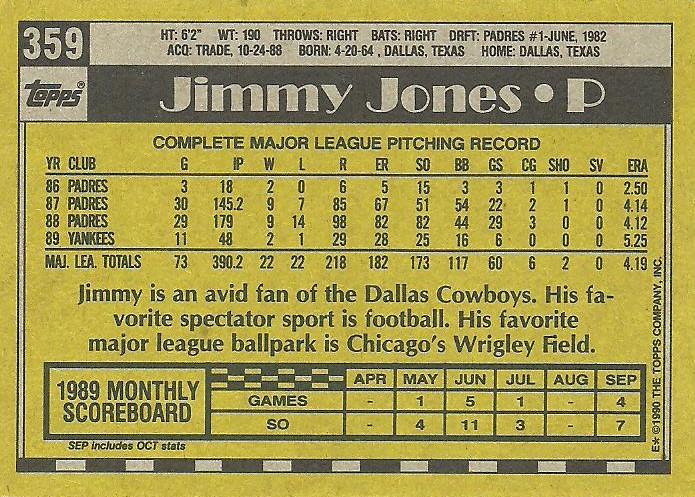 Jimmy Jones  baseball card collectible - Main Image 2