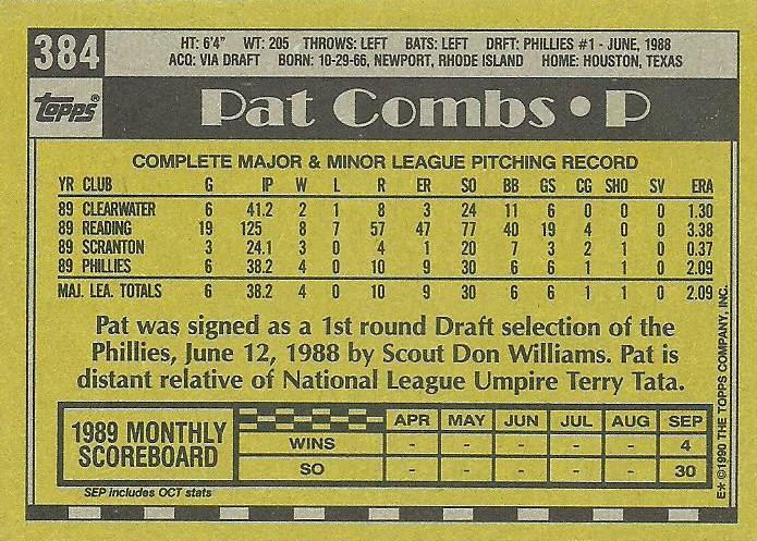 Pat Combs  baseball card collectible - Main Image 2