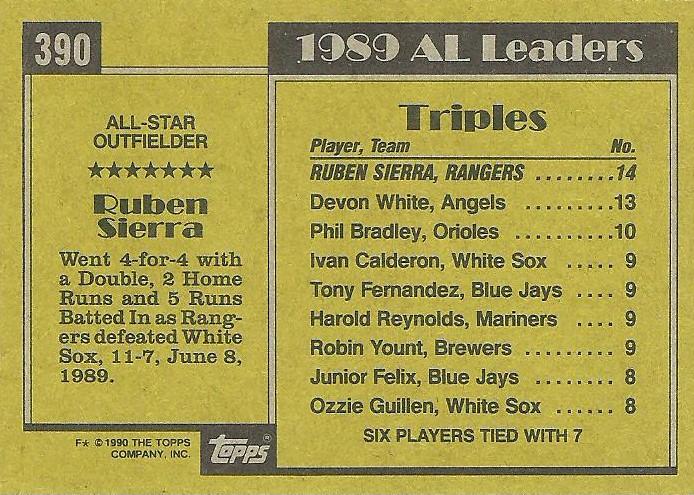 Ruben Sierra  baseball card collectible - Main Image 2