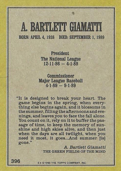 A. Bartlett Giamatti  baseball card collectible - Main Image 2
