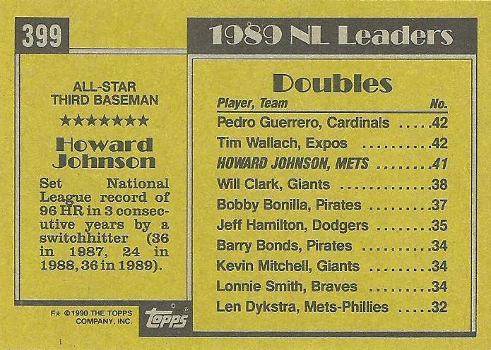 Howard Johnson  baseball card collectible - Main Image 2