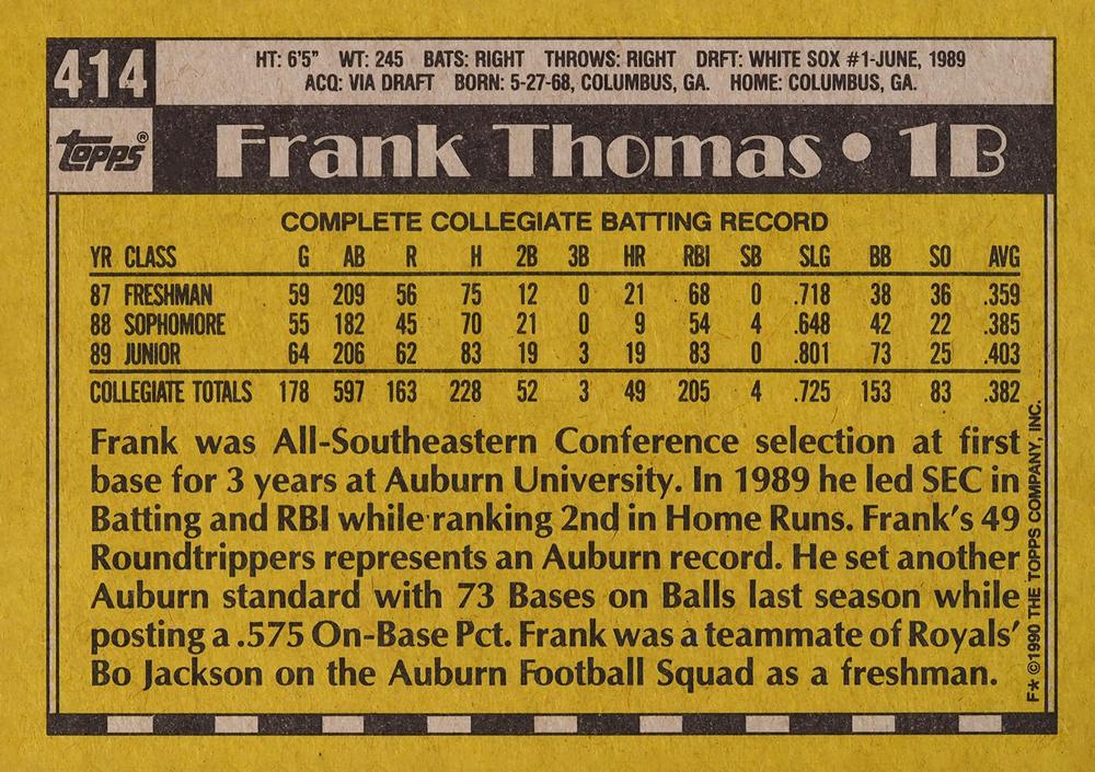 Frank Thomas  baseball card collectible - Main Image 2
