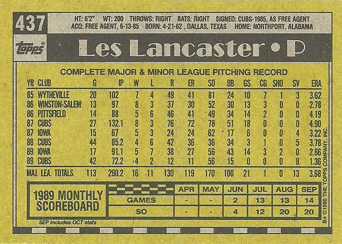 Les Lancaster  baseball card collectible - Main Image 2