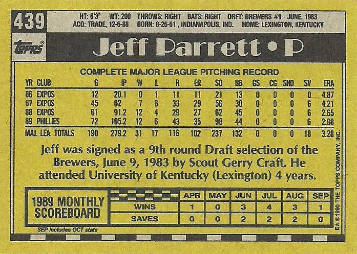 Jeff Parrett  baseball card collectible - Main Image 2
