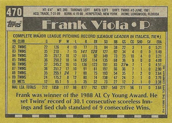 Frank Viola  baseball card collectible - Main Image 2