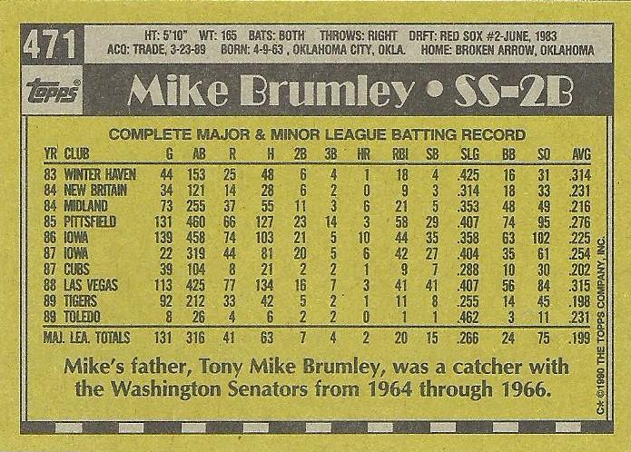 Mike Brumley  baseball card collectible - Main Image 2
