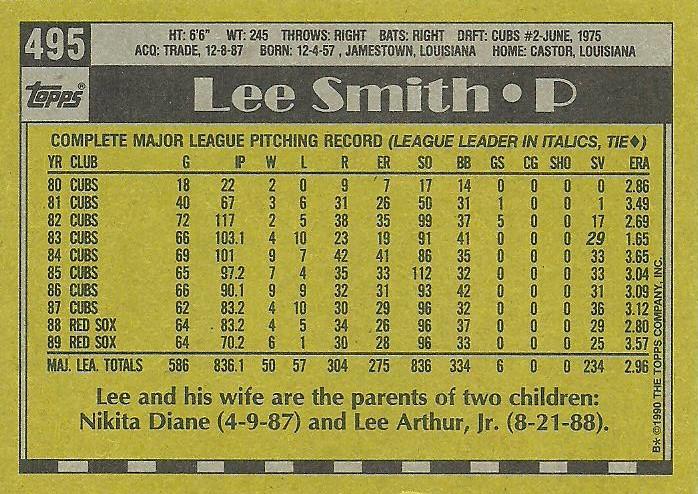 Lee Smith  baseball card collectible - Main Image 2