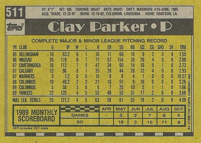 Clay Parker  baseball card collectible - Main Image 2