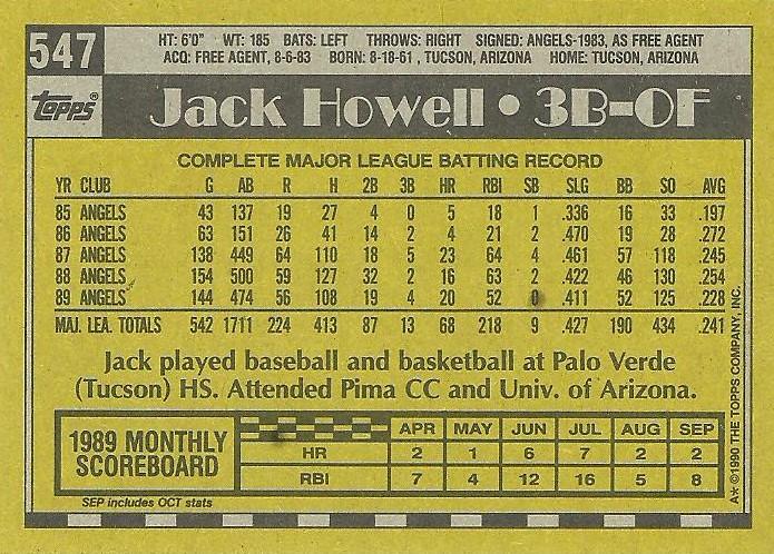 Jack Howell  baseball card collectible - Main Image 2
