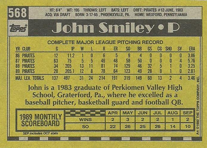 John Smiley  baseball card collectible - Main Image 2