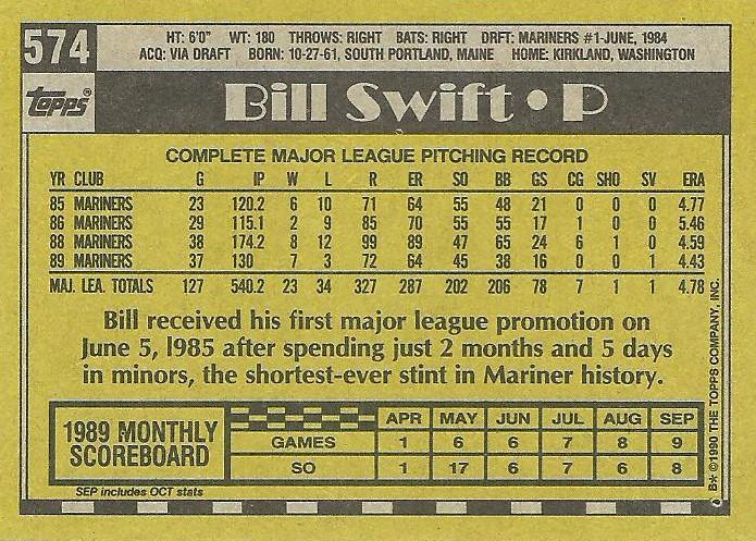 Bill Swift  baseball card collectible - Main Image 2