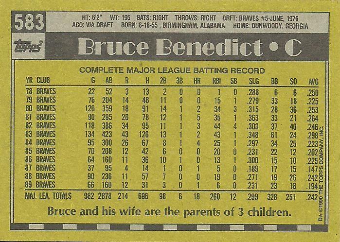 Bruce Benedict  baseball card collectible - Main Image 2