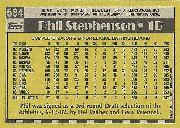 Phil Stephenson  baseball card collectible - Main Image 2