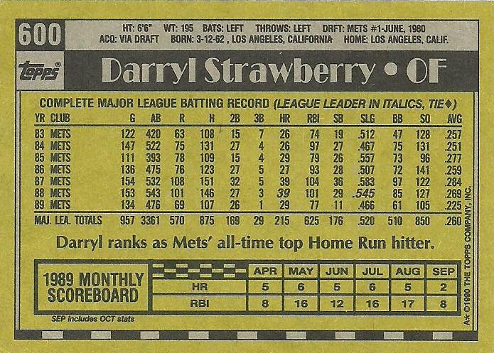 Darryl Strawberry  baseball card collectible - Main Image 2