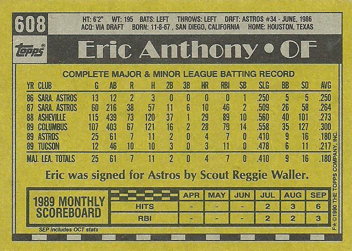 Eric Anthony  baseball card collectible - Main Image 2