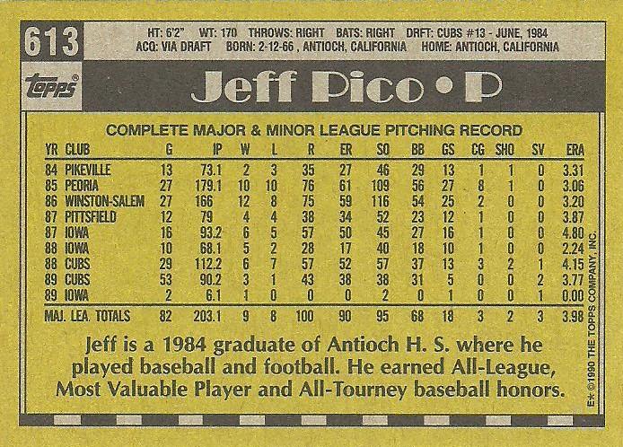 Jeff Pico  baseball card collectible - Main Image 2