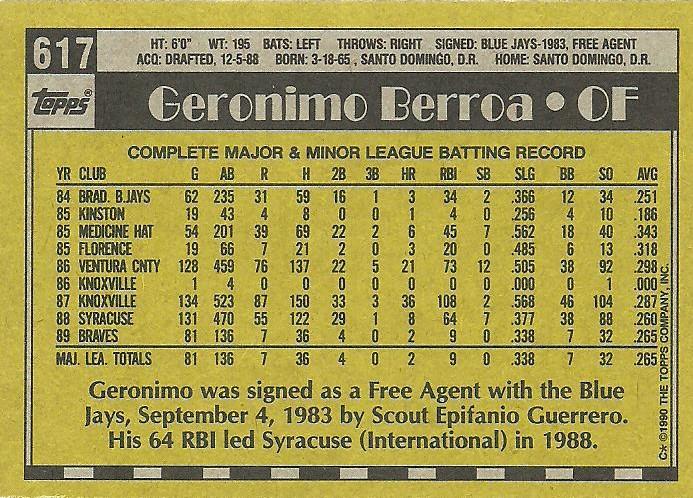 Geronimo Berroa  baseball card collectible - Main Image 2