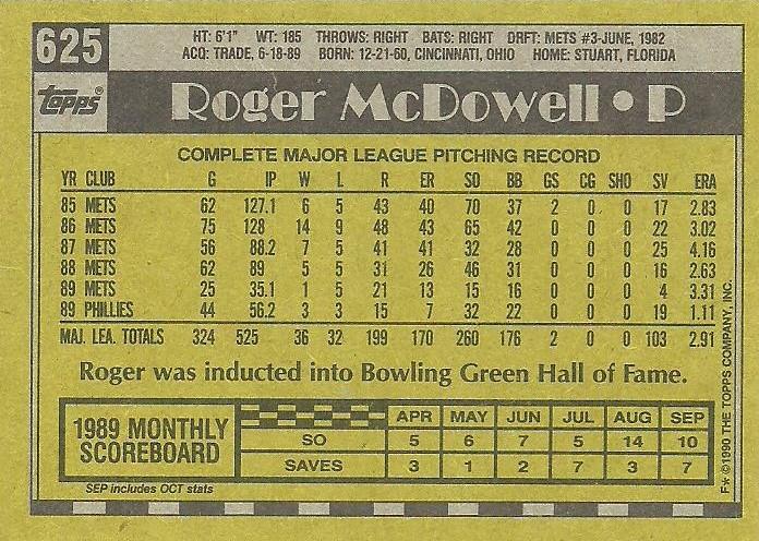 Roger McDowell  baseball card collectible - Main Image 2
