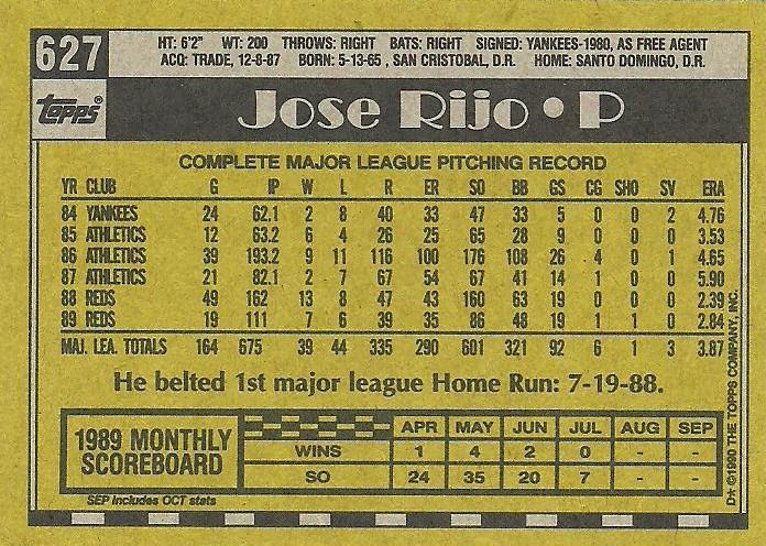 Jose Rijo  baseball card collectible - Main Image 2