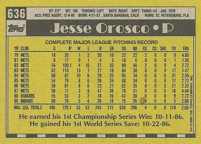 Jesse Orosco  baseball card collectible - Main Image 2