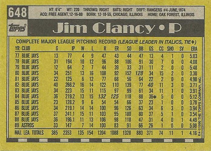 Jim Clancy  baseball card collectible - Main Image 2
