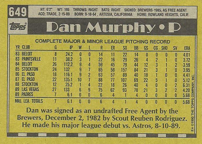 Dan Murphy  baseball card collectible - Main Image 2