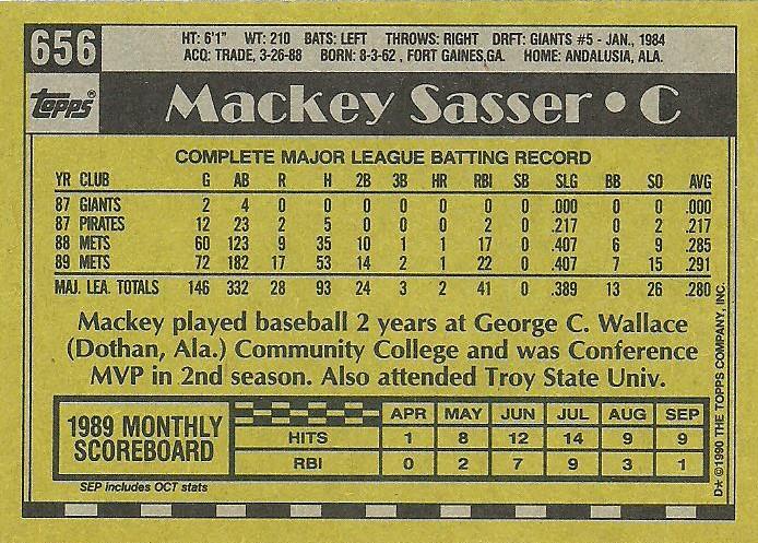 Mackey Sasser  baseball card collectible - Main Image 2