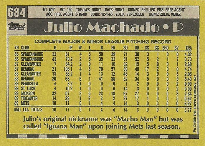 Julio Machado  baseball card collectible - Main Image 2