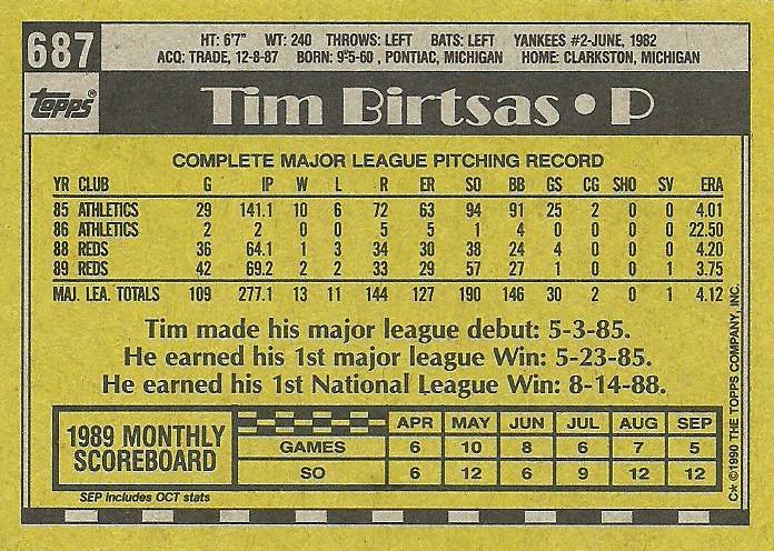 Tim Birtsas  baseball card collectible - Main Image 2