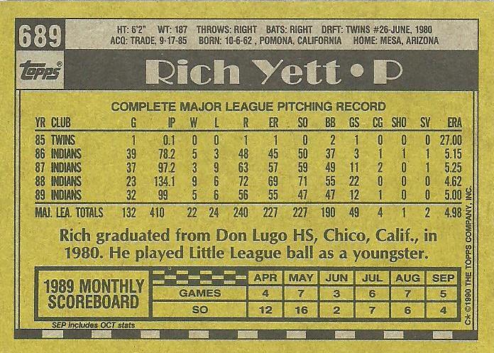 Rich Yett  baseball card collectible - Main Image 2