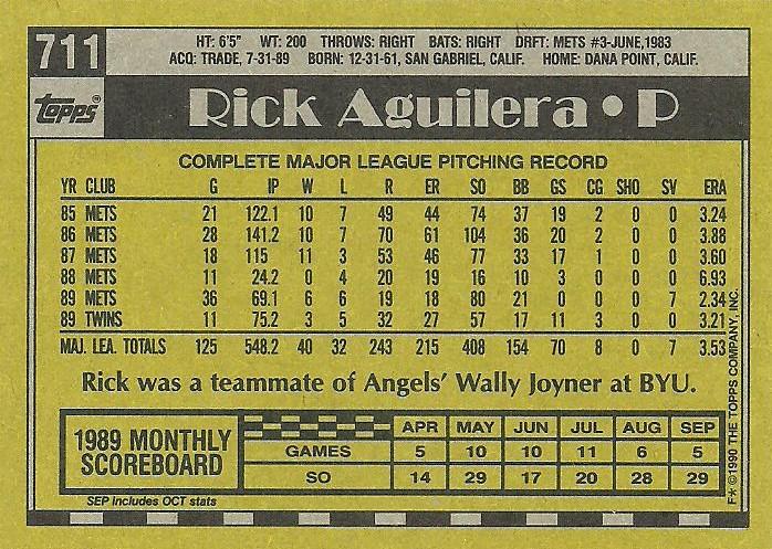 Rick Aguilera  baseball card collectible - Main Image 2
