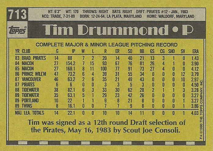 Tim Drummond  baseball card collectible - Main Image 2