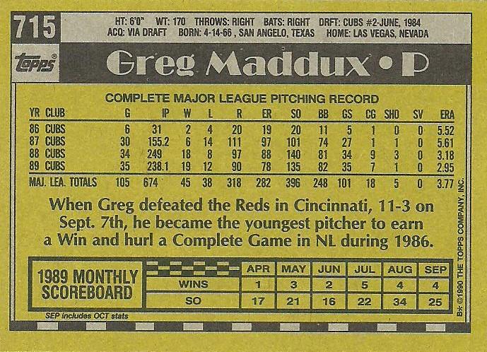 Greg Maddux  baseball card collectible - Main Image 2