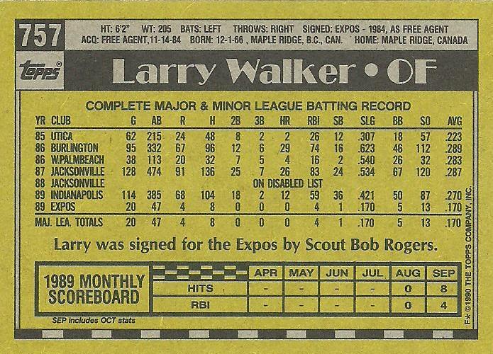 Larry Walker  baseball card collectible - Main Image 2