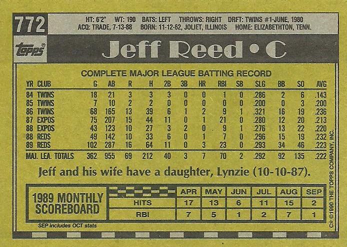 Jeff Reed  baseball card collectible - Main Image 2