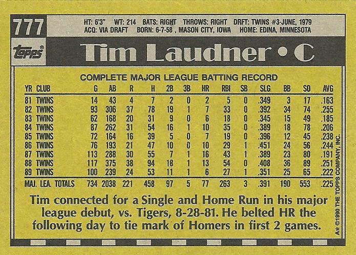Tim Laudner  baseball card collectible - Main Image 2