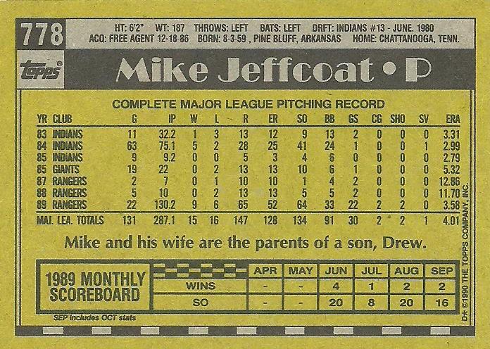 Mike Jeffcoat  baseball card collectible - Main Image 2