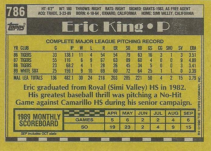 Eric King  baseball card collectible - Main Image 2
