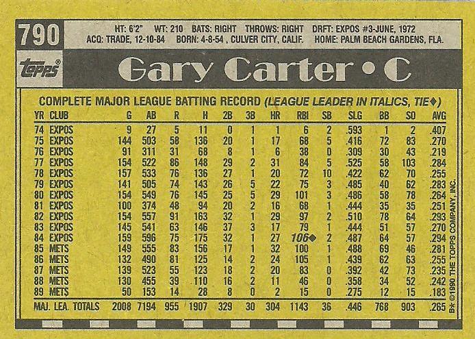 Gary Carter  baseball card collectible - Main Image 2