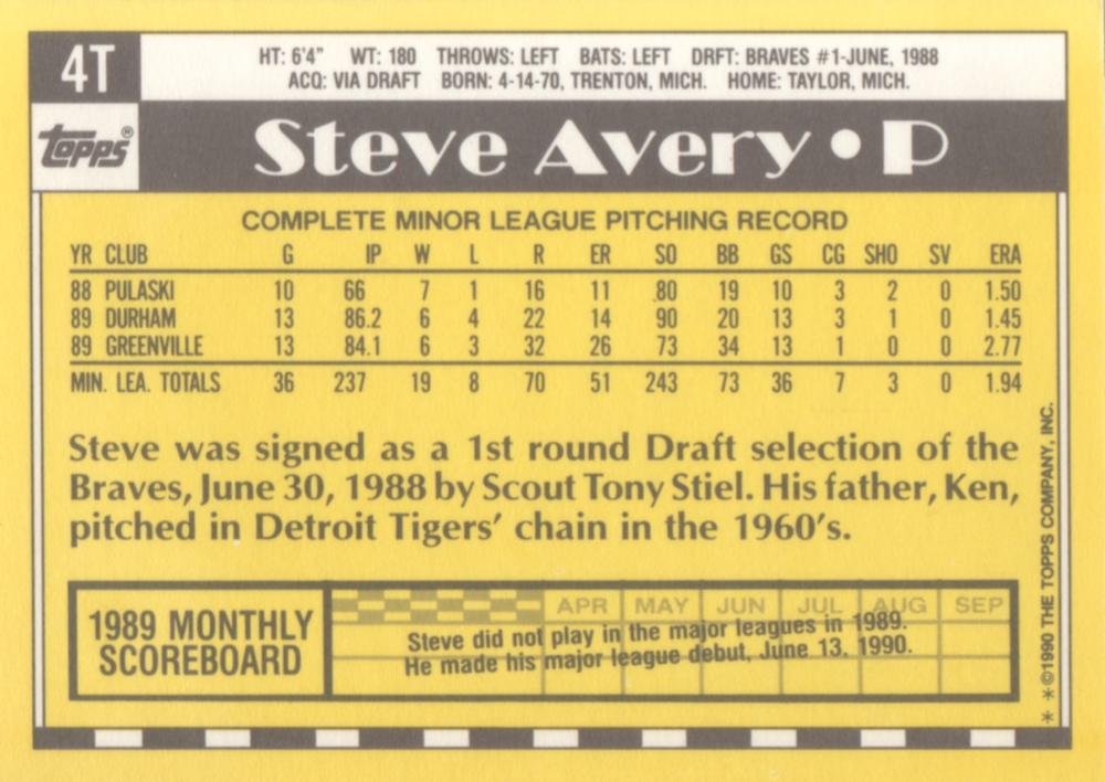 Steve Avery  baseball card collectible - Main Image 2
