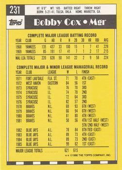 Bobby Cox  baseball card collectible - Main Image 2