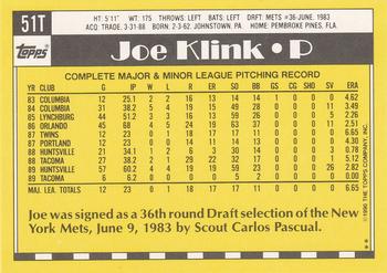 Joe Klink  baseball card collectible - Main Image 2