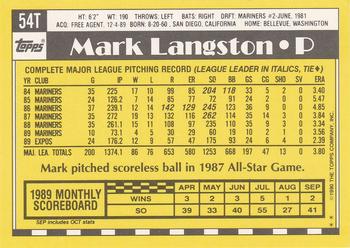 Mark Langston  baseball card collectible - Main Image 2