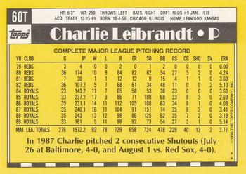 Charlie Leibrandt  baseball card collectible - Main Image 2