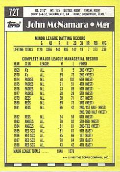 John McNamara  baseball card collectible - Main Image 2