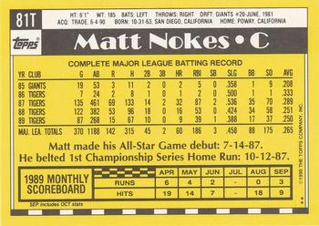 Matt Nokes  baseball card collectible - Main Image 2